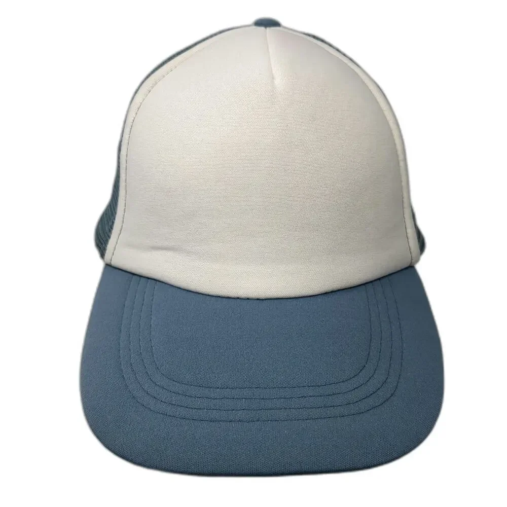 Trucker Hat Blue White One Size Blank Foam Front Mesh Back Snapback Adjustable